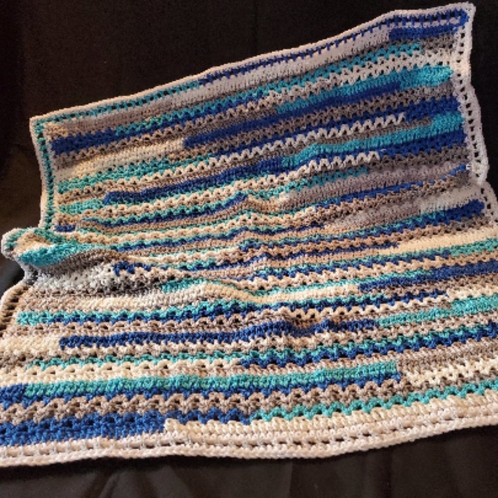 Crochet Calming Stripes Baby Blanket/New